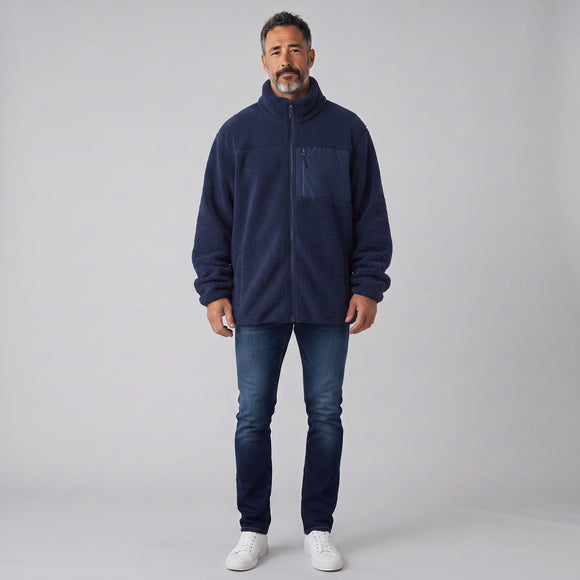Navy Sherpa Teddy Jacket | Size XXL | Pre-Loved