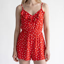 Cotton On Red Daisy Print Playsuit | Size L | Pre-Loved-1