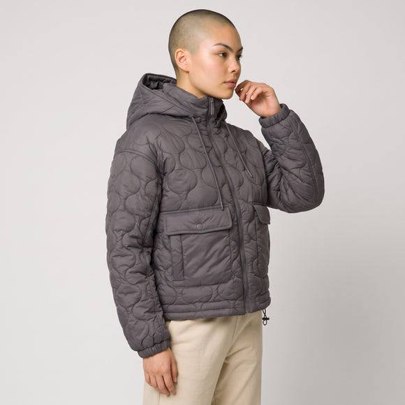 Truworths Grey Quilted Cropped Jacket with Removable Hood | Sizes 36–40 | Brand New