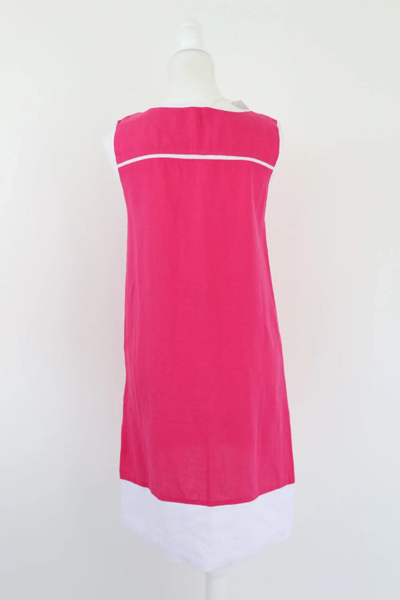 Pink & White 100% Linen Dress | Sizes XS & XL | Brand New