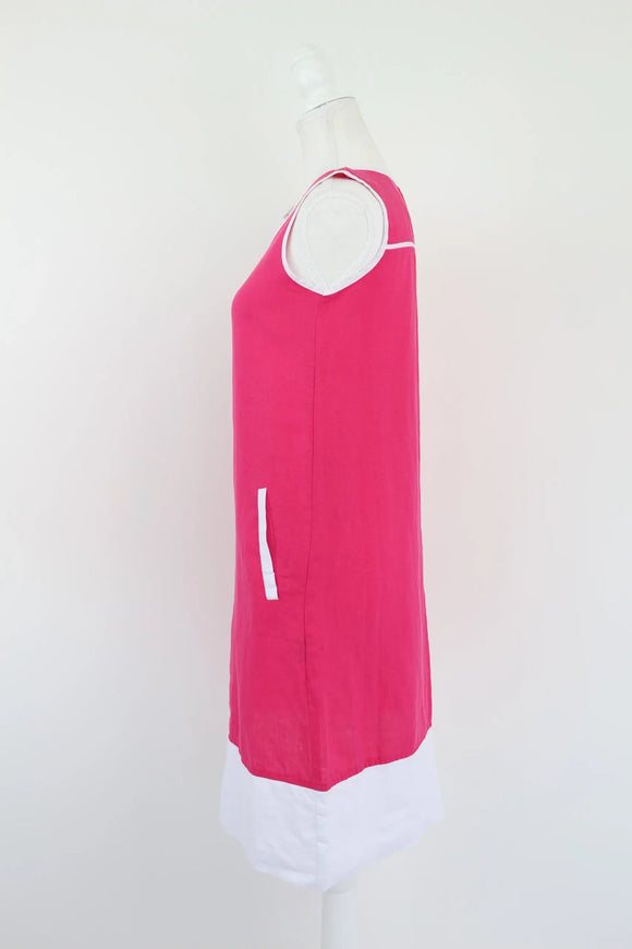 Pink & White 100% Linen Dress | Sizes XS & XL | Brand New