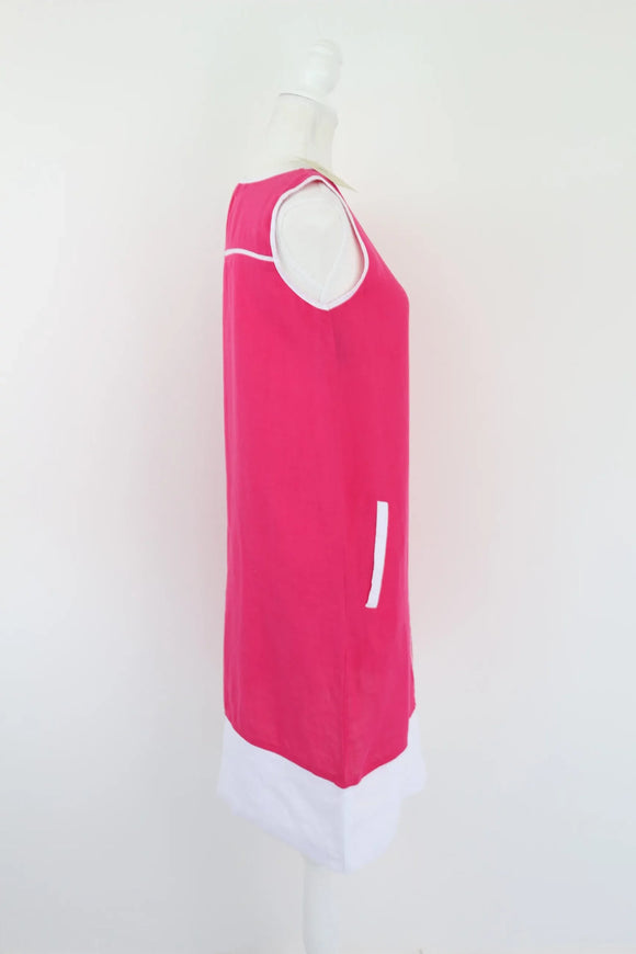 Pink & White 100% Linen Dress | Sizes XS & XL | Brand New