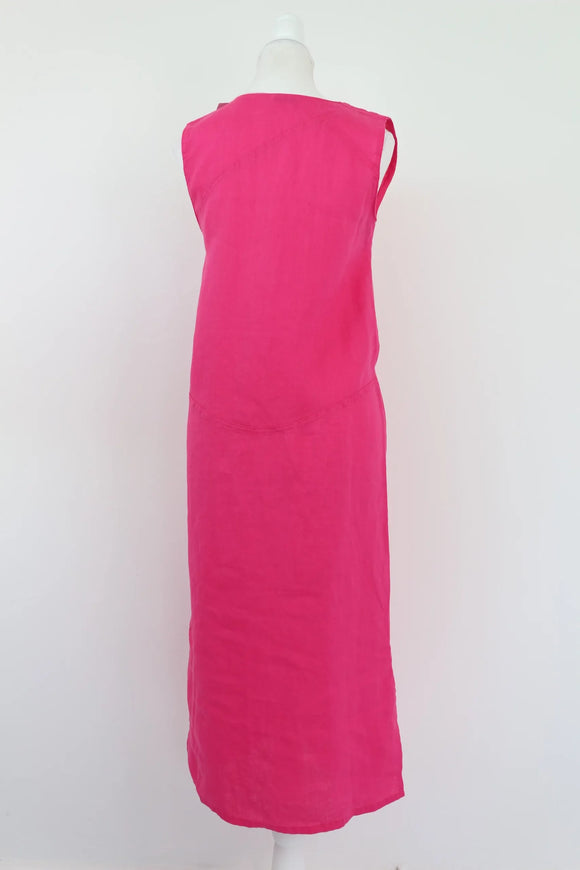 Pink 100% Linen Midi Dress | Size XS | Brand New