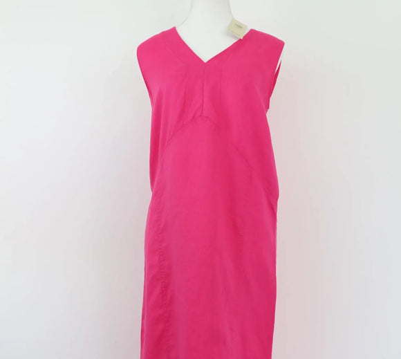Pink 100% Linen Midi Dress | Size XS | Brand New