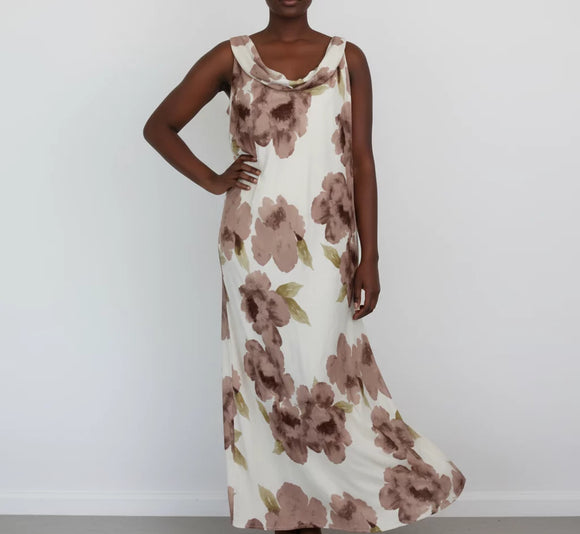Stone Floral Strappy Maxi Dress – Size XL | Brand new