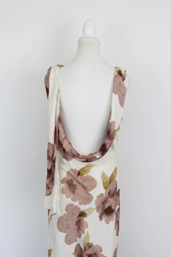 Stone Floral Strappy Maxi Dress – Size XL | Brand new
