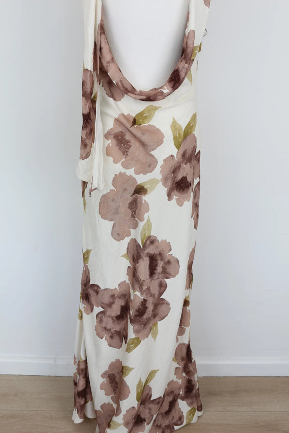 Stone Floral Strappy Maxi Dress – Size XL | Brand new