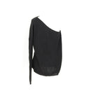 Boohoo Black One-Shoulder Open-Knit Jumper | Size S/M | Pre-Loved-3