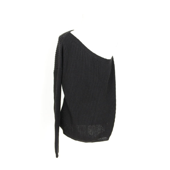 Boohoo Black One-Shoulder Open-Knit Jumper | Size S/M | Pre-Loved