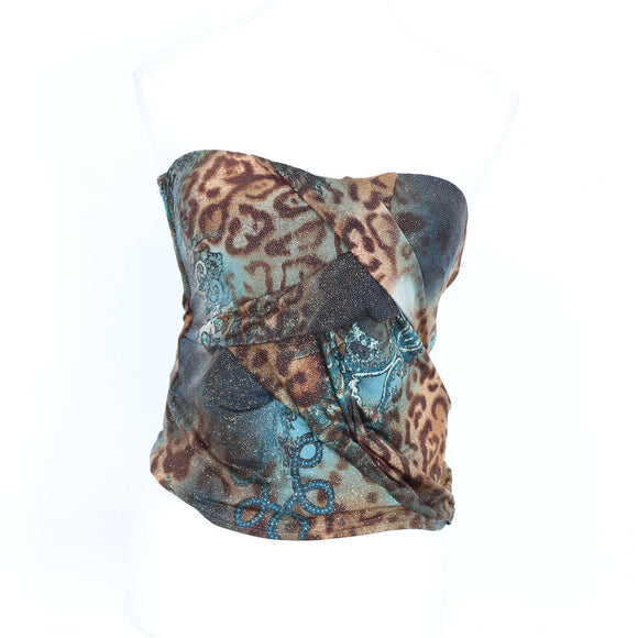 Party 21 Leopard Print Strapless Top – Sweetheart Neckline | Size S | Pre-Loved