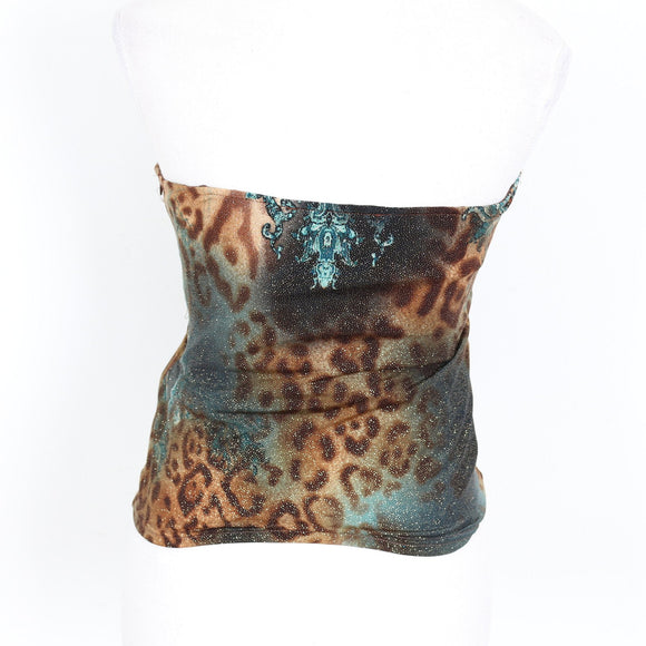 Party 21 Leopard Print Strapless Top – Sweetheart Neckline | Size S | Pre-Loved