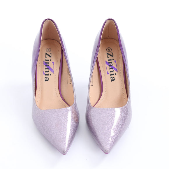 Purple Ombre Glitter Pointed-Toe Heels - Size 6