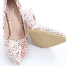 Plum Pink Floral Pointed-Toe Heels - Size 7-4