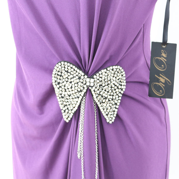 Only One Purple Mini Dress – Crystal Bow Detail | Size S | Brand New