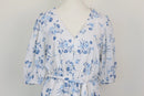 White & Blue Linen-Style Floral Dress – Size S | Brand new-3