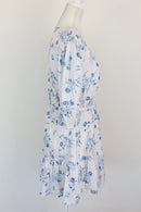 White & Blue Linen-Style Floral Dress – Size S | Brand new-4