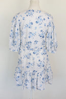 White & Blue Linen-Style Floral Dress – Size S | Brand new-5