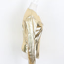 Jenni Button Gold Genuine Leather Biker Jacket - Size 32-3
