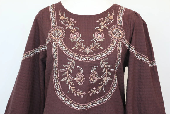 Paramount Brown Long-Sleeved Embroidered Shirt – S