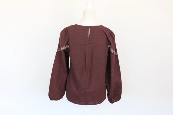 Paramount Brown Long-Sleeved Embroidered Shirt – S
