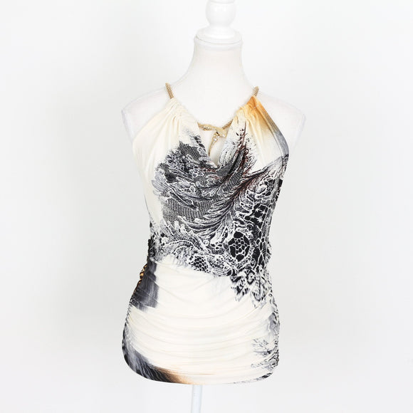 Vintage Roberto Cavalli Printed Chain Halter Top - Size S