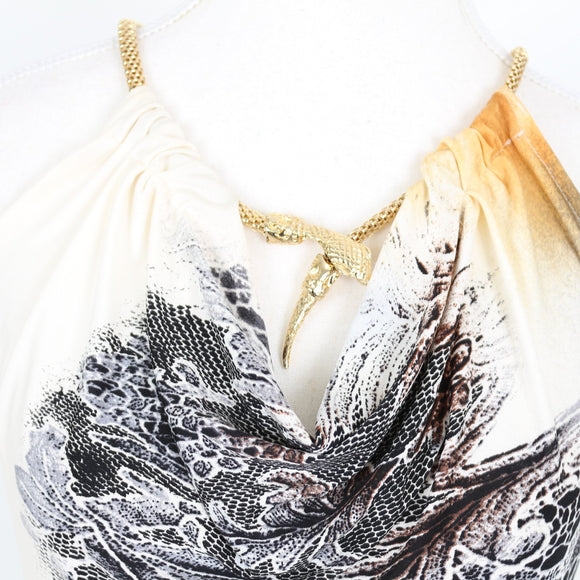 Vintage Roberto Cavalli Printed Chain Halter Top - Size S