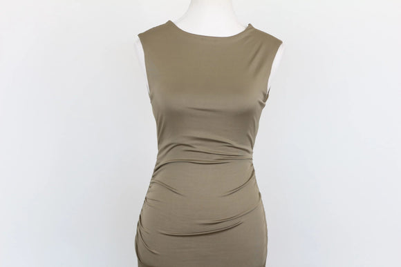 Green Ruched Backless Maxi Dress – Size S | Brand new