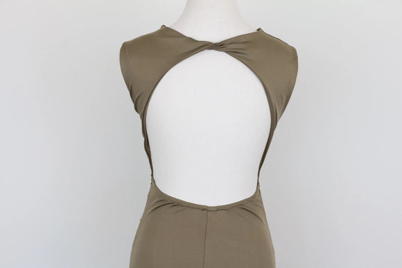Green Ruched Backless Maxi Dress – Size S | Brand new
