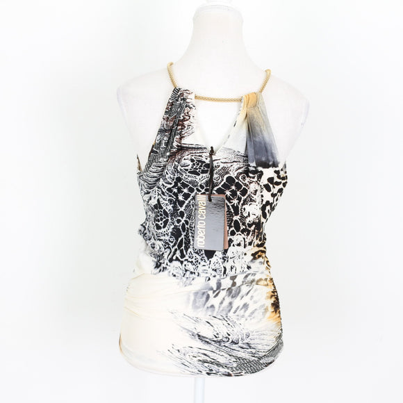 Vintage Roberto Cavalli Printed Chain Halter Top - Size S