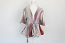 Pink Red Grey Short-Sleeved Deep V-Neck Blouse – M-1