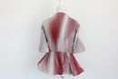 Pink Red Grey Short-Sleeved Deep V-Neck Blouse – M-5