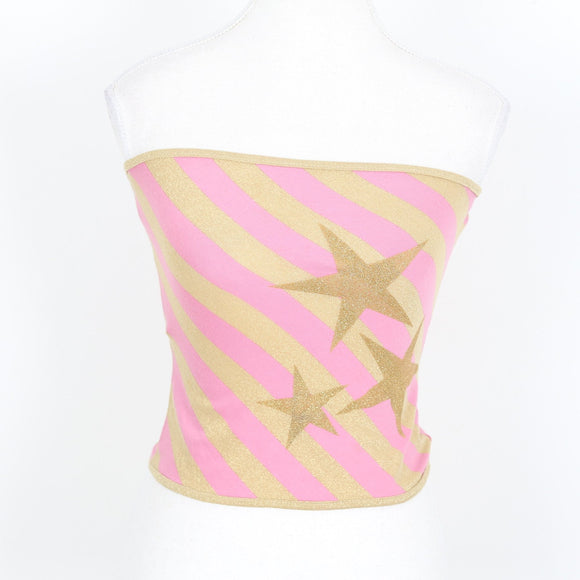Diab'less Pink and Gold Bandeau Top - Size XS