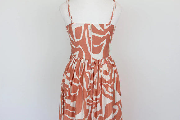 Orange & White Corset Bodice Strappy Maxi Dress – Size M | Brand new