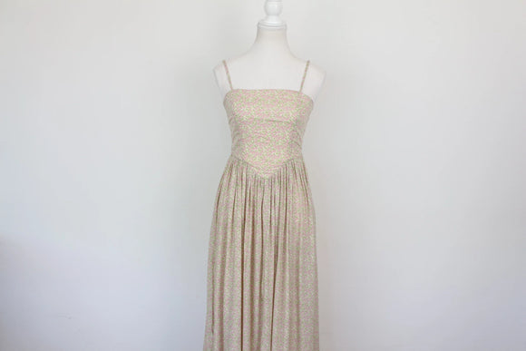 Pink & Green Floral Strappy A-Line Maxi Dress – Size S | Brand new