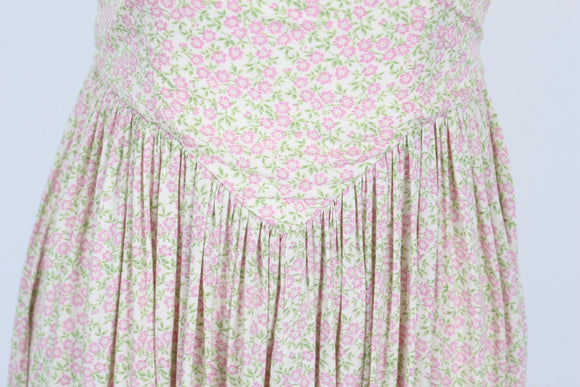 Pink & Green Floral Strappy A-Line Maxi Dress – Size S | Brand new