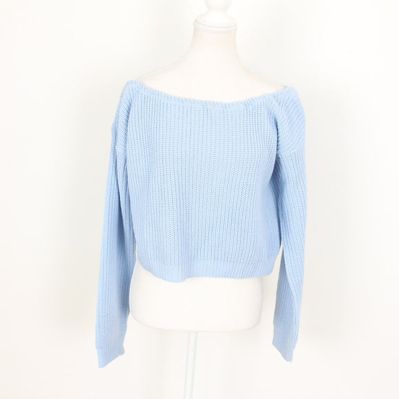 Missguided Baby Blue Wide Neck Jersey - Size M