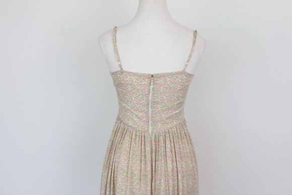 Pink & Green Floral Strappy A-Line Maxi Dress – Size S | Brand new