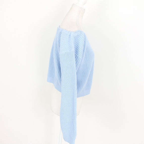 Missguided Baby Blue Wide Neck Jersey - Size M