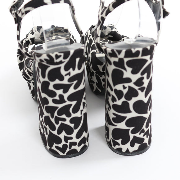 Superbalist White & Black Heart Chunky Heels - Size 6