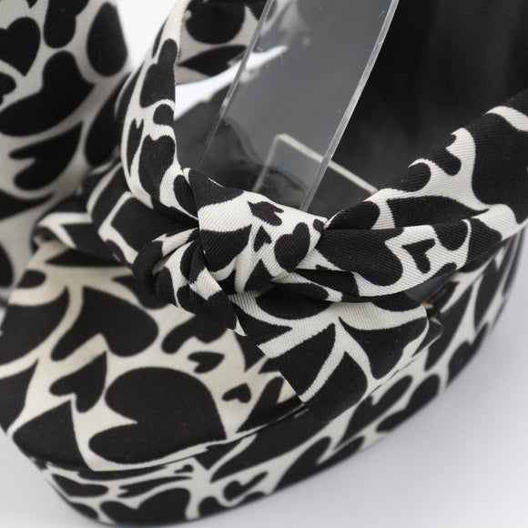 Superbalist White & Black Heart Chunky Heels - Size 6