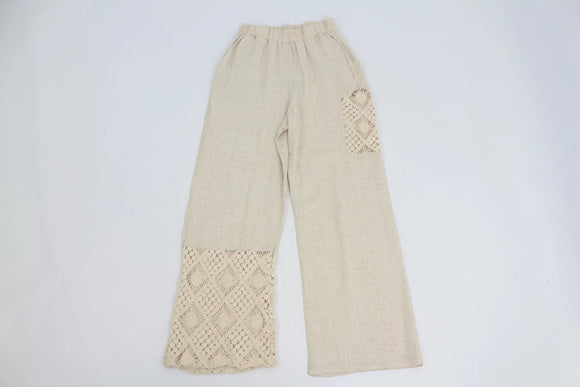 Stone Print Lightweight Embroidered Cotton Pants – S