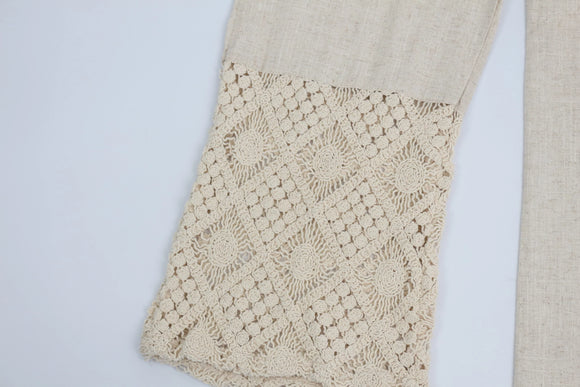 Stone Print Lightweight Embroidered Cotton Pants – S