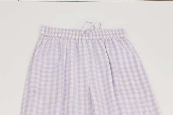 Purple Checkered Drawstring Pants – S