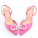 Milla Bright Pink Pointed-Toe Slingback Heels - Size 7-2