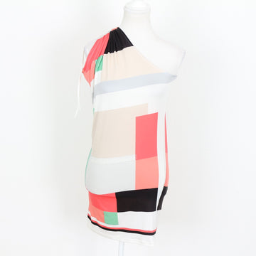 Pastel Geometric Print One-Shoulder Dress - Size S