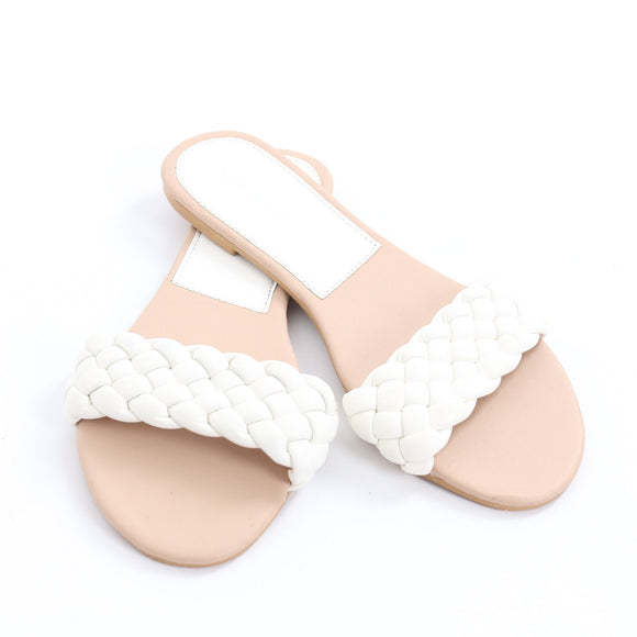 Edit White Braided Slip-On Sandals - Size 7