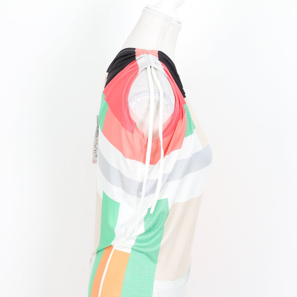 Pastel Geometric Print One-Shoulder Dress - Size S