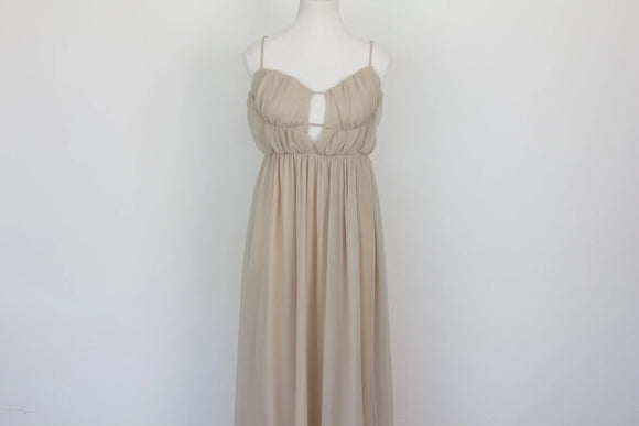 Beige Strappy A-Line Maxi Dress – Size M | Thrift Finds