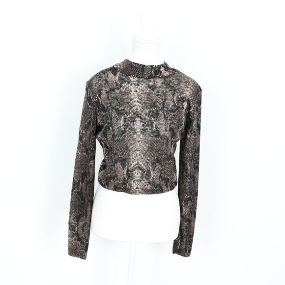Sissy Boy Snake Print Long-Sleeve Knit Blouse - Size L