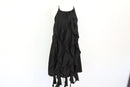 Black Frilled Strappy A-Line Midi Dress – Size L | Brand new-1